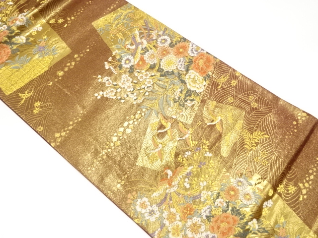 JAPANESE FUKURO OBI / WOVEN FLORAL PLANTS